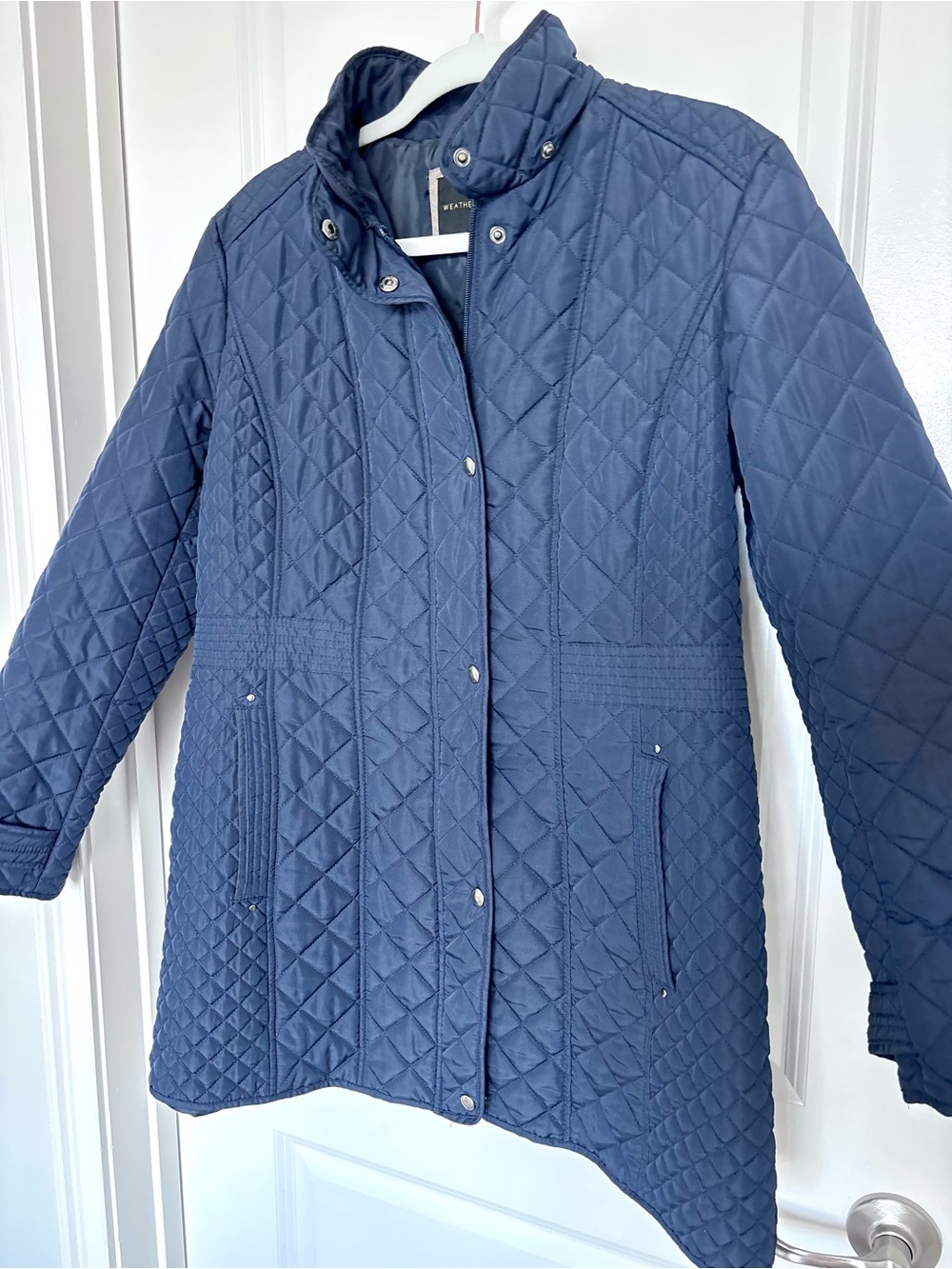 Weatherproof Navy Diamond Quilted Walker Barn Jacket Utility Puffer Coat Large - Picture 5 of 15